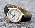 Fake OMEGA De Ville Black Leather Rose Gold Chronograph Watch